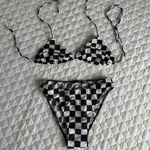 Race Bomb String Bikini Checkered Made in USA